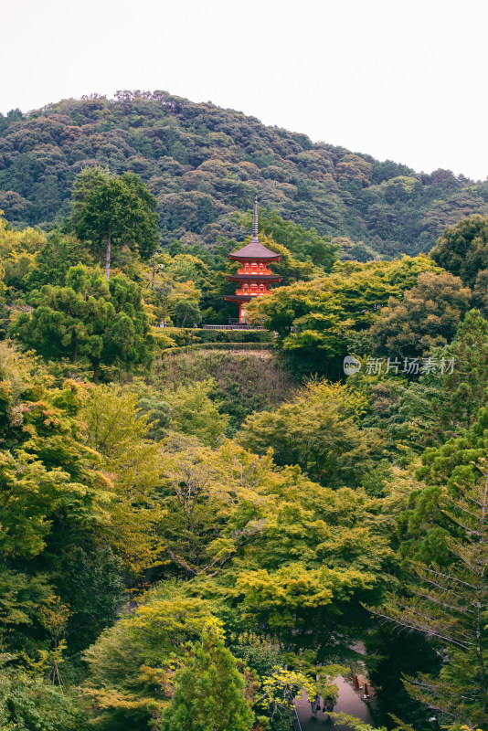 日本京都著名旅游景点音羽山清水寺风光