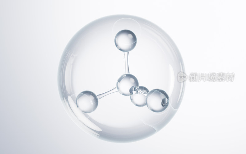 透明气泡里的分子3D渲染