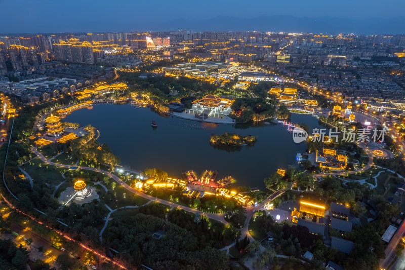 西安大唐芙蓉园夜景航拍