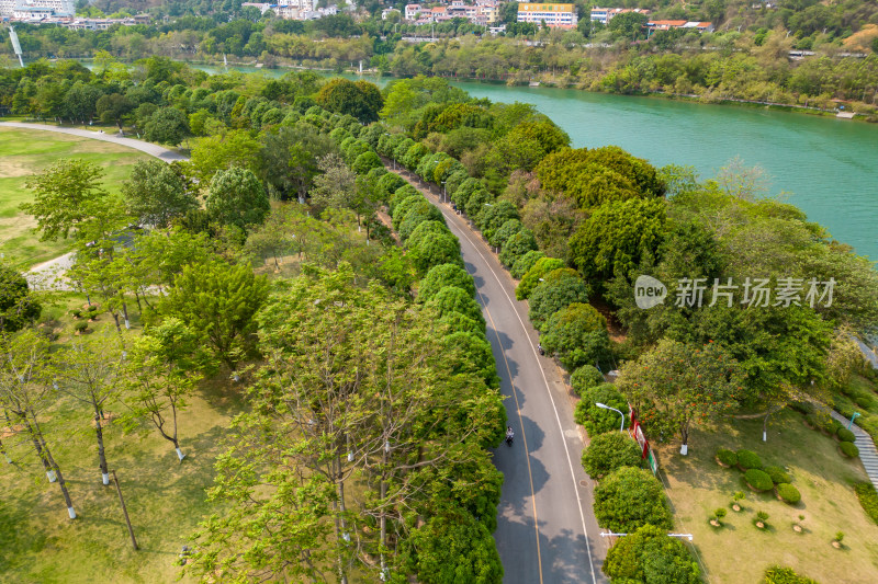 广西百色城市绿化风光带航拍图