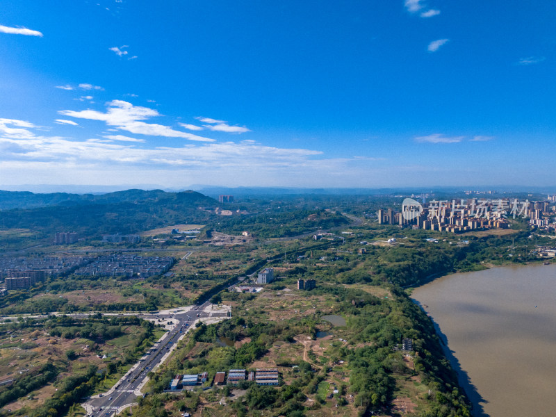 航拍泸州城市风光河流摄影图