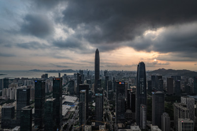 深圳福田中心区夜景航拍图