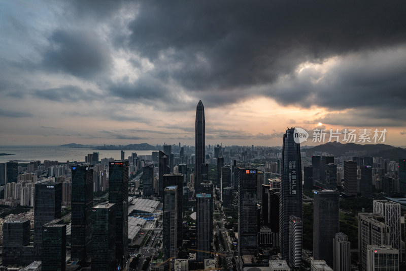 深圳福田中心区夜景航拍图