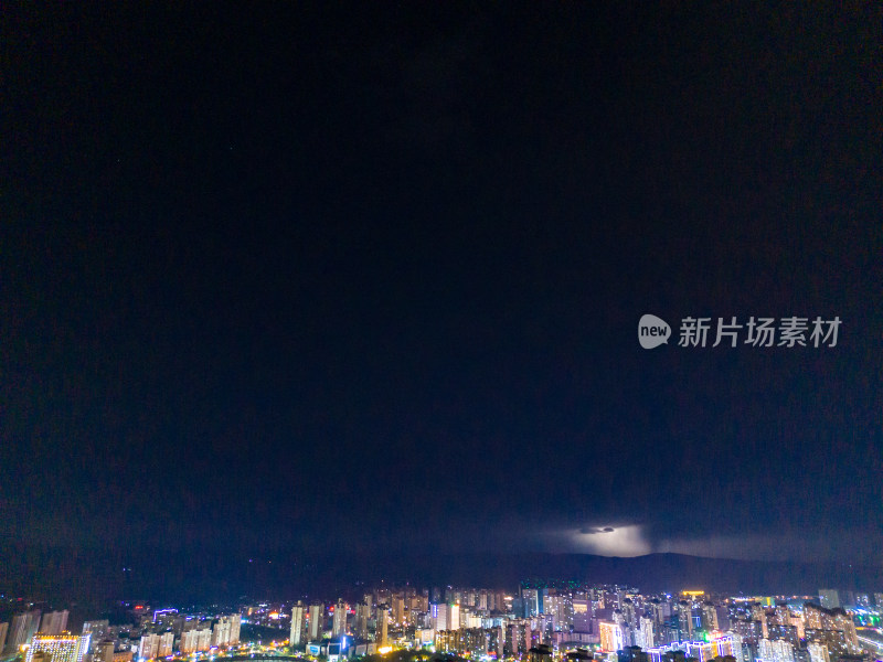 四线城市定西城市夜景航拍图