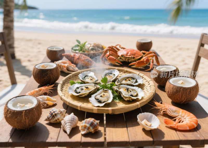 生蚝烤生蚝清蒸生蚝海鲜餐饮美食