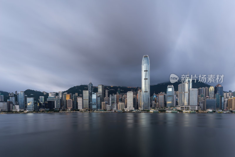 香港维多利亚港CBD中环日出夜景繁华都市