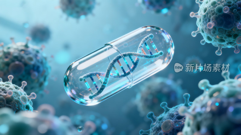 胶囊内DNA与细胞微观场景
