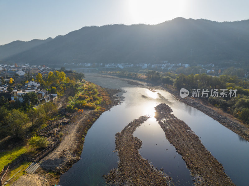 航拍安徽宣城泾县桃花潭风景区