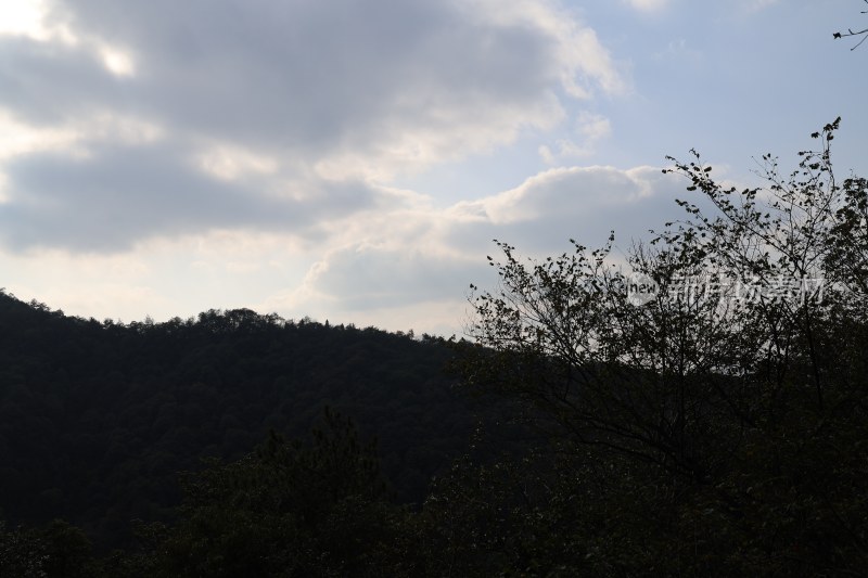 山林上空的多云天气景象