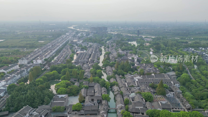 航拍浙江嘉兴乌镇西栅景区