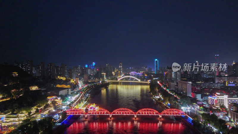 甘肃兰州中山桥夜景