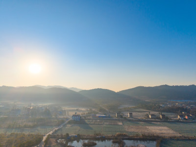 乡村田园风光航拍全景