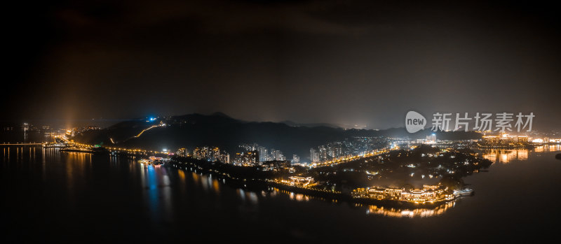 航拍千岛湖城市夜景风光