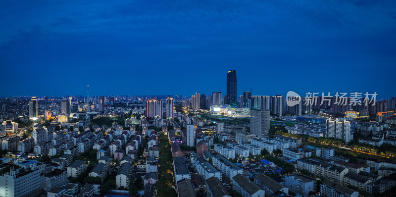 航拍昆山城市建筑风光夜景大景