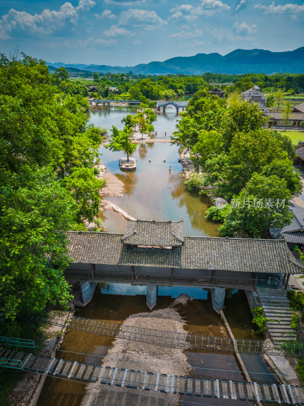 航拍桂林大圩东漓古村风光