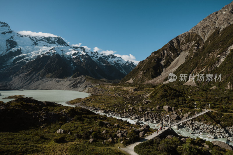 新西兰库克雪山HookerValley步道栈桥