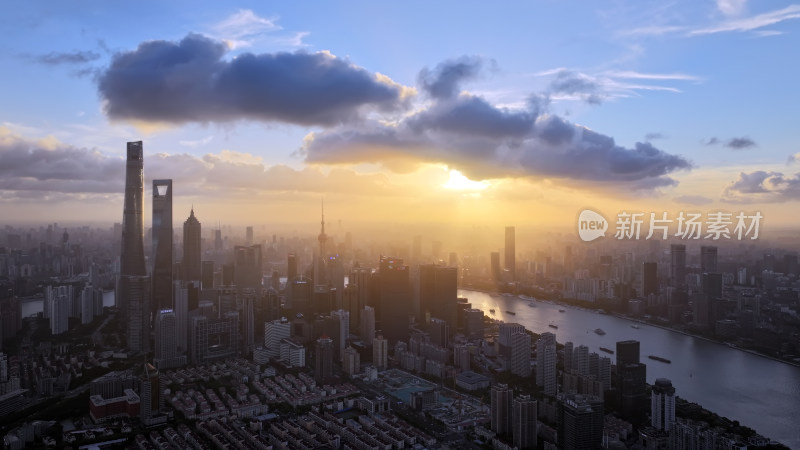 上海城市风光日落全景