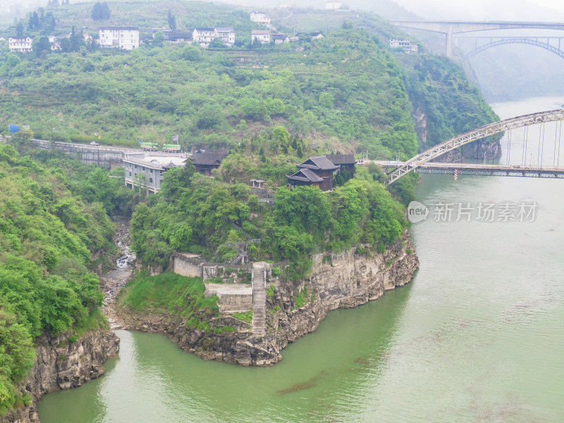 湖南湘西芙蓉镇4a景区航拍摄影图