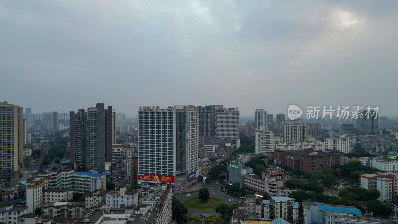 航拍广西钦州城市风光