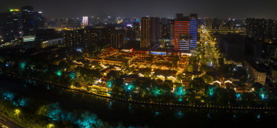 杭州拱墅区大兜路街区香积寺夜景