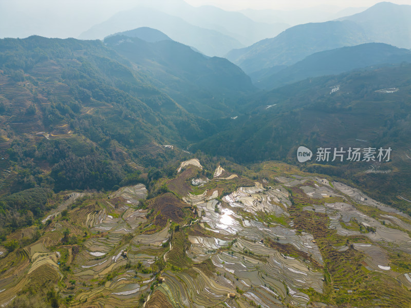 航拍红河州元阳梯田自然风光