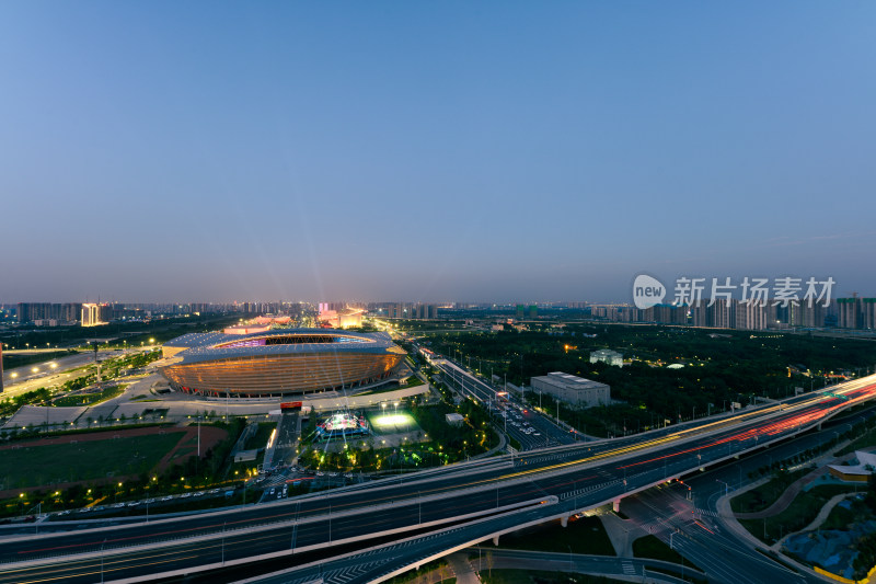 郑州奥体中心体育场夜景风光