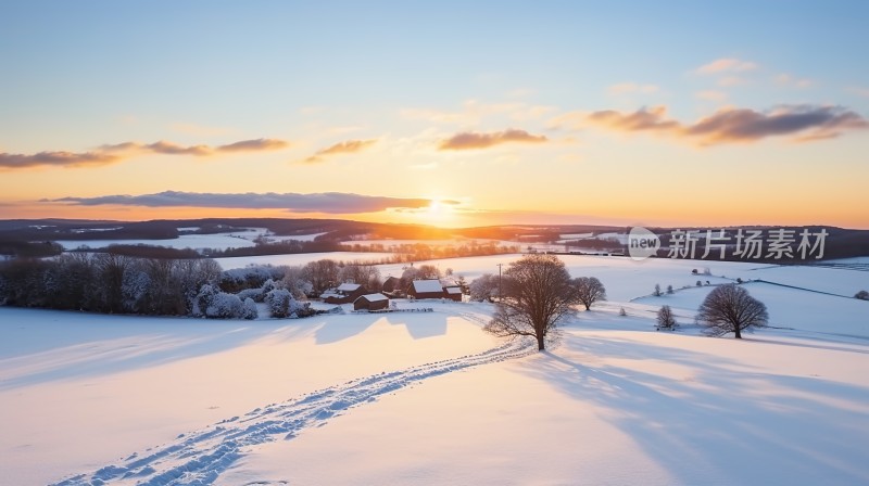 冬季唯美雪景雪山海报背景配图高清摄影图