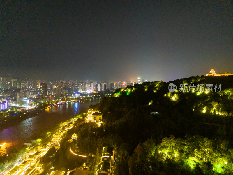 兰州黄河夜景航拍图