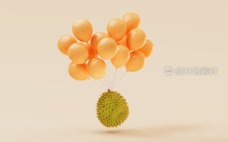 气球与水果榴莲3D渲染