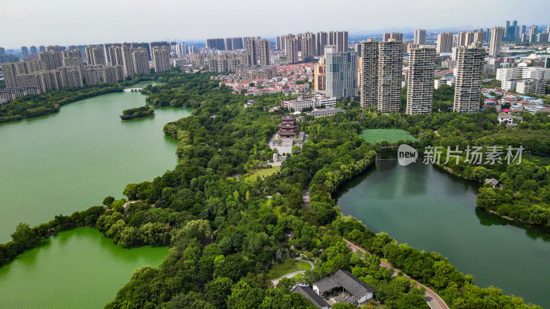 湖北黄冈遗爱湖公园4A景区航拍