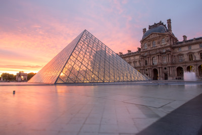 巴黎卢浮宫日落