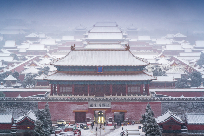 北京故宫神武门雪景