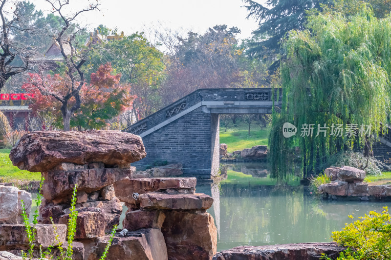 晴朗的午后，扬州瘦西湖江南园林建筑