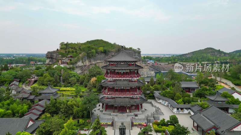 航拍河南商丘芒砀山旅游区夫子山景区