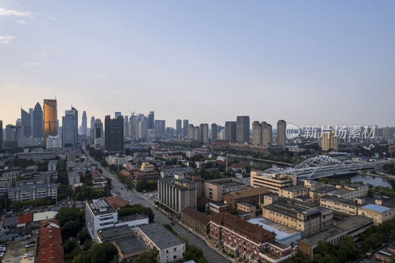 天津海河风景小白楼CBD城市风光航拍