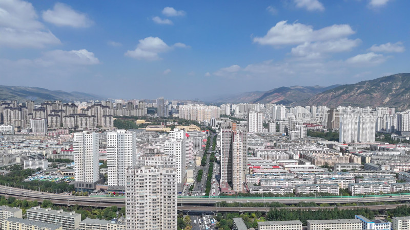 青海西宁大景青海城市建设航拍