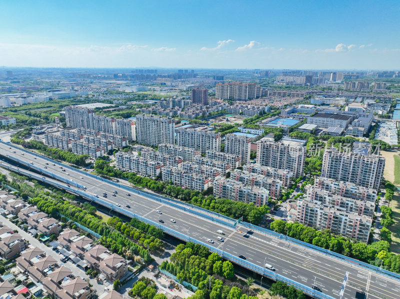 航拍昆山城市乡村建筑风光大景