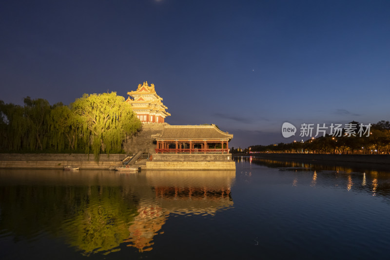 北京故宫角楼护城河景色