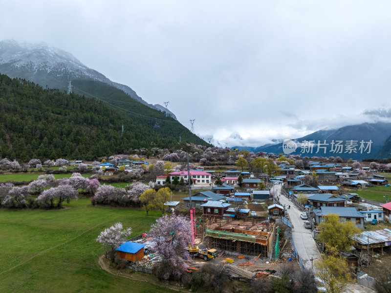 西藏林芝地区藏王故里桃花沟高空航拍