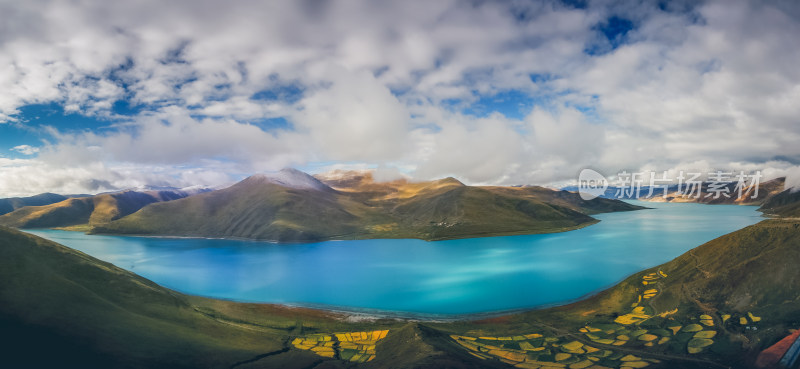 西藏全景羊湖自然风景