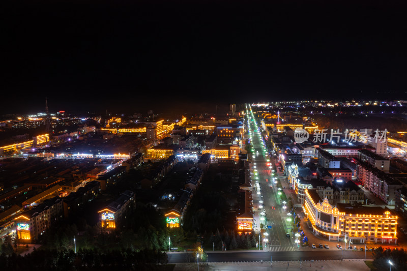 黑龙江省大兴安岭漠河市夜景航拍