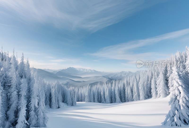 冬季森林白雪覆盖风景