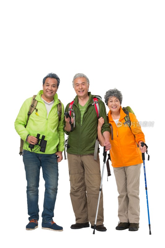 快乐的老年人登山旅行