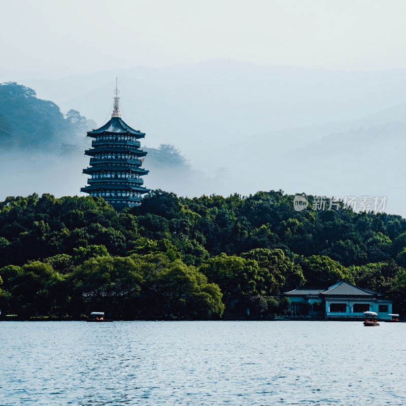 西湖雷峰塔湖景风光