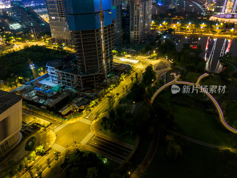 成都夜景交通航拍图