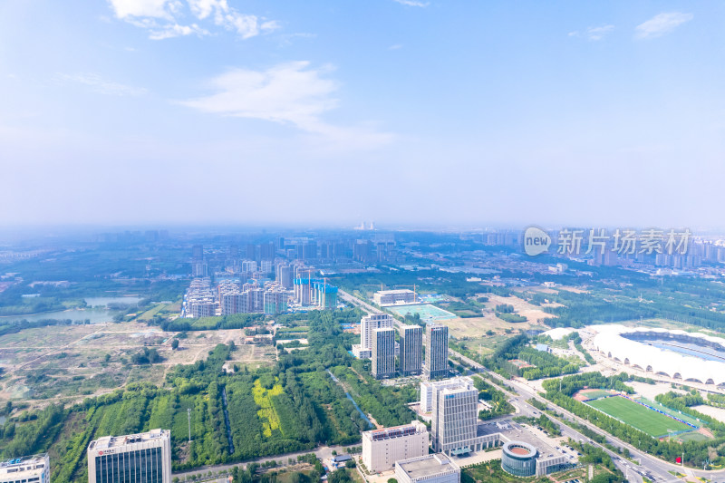 航拍河北沧州城市大景