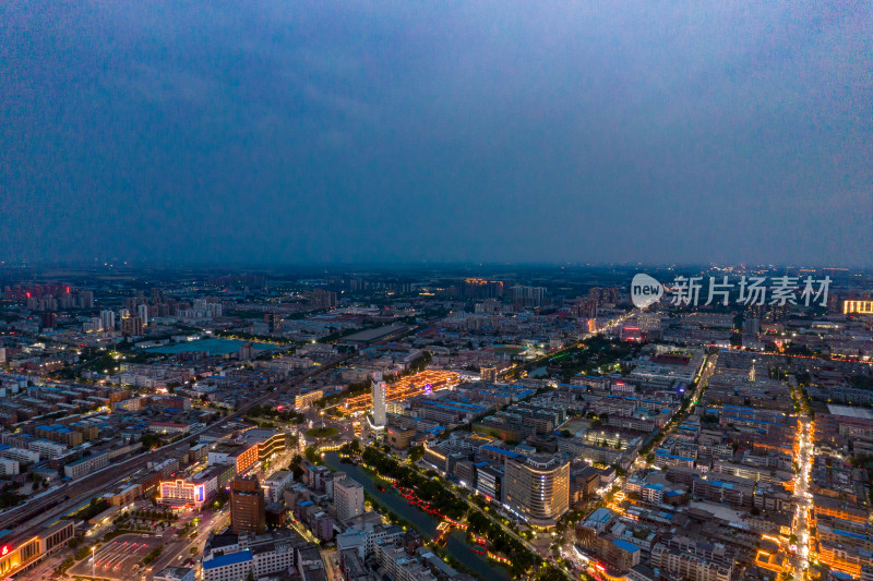 河南许昌城市风光夜景灯光航拍