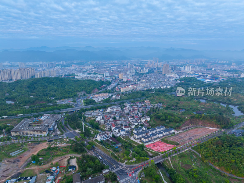 航拍浙江省台州市天台县城市风光