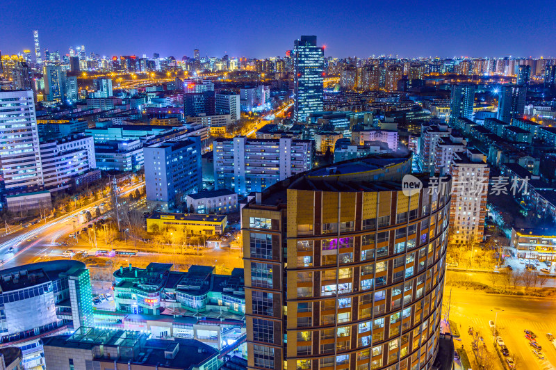 北京城市天际线夜景蓝调全景图