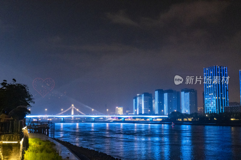 福建福州城市烟花灯光秀